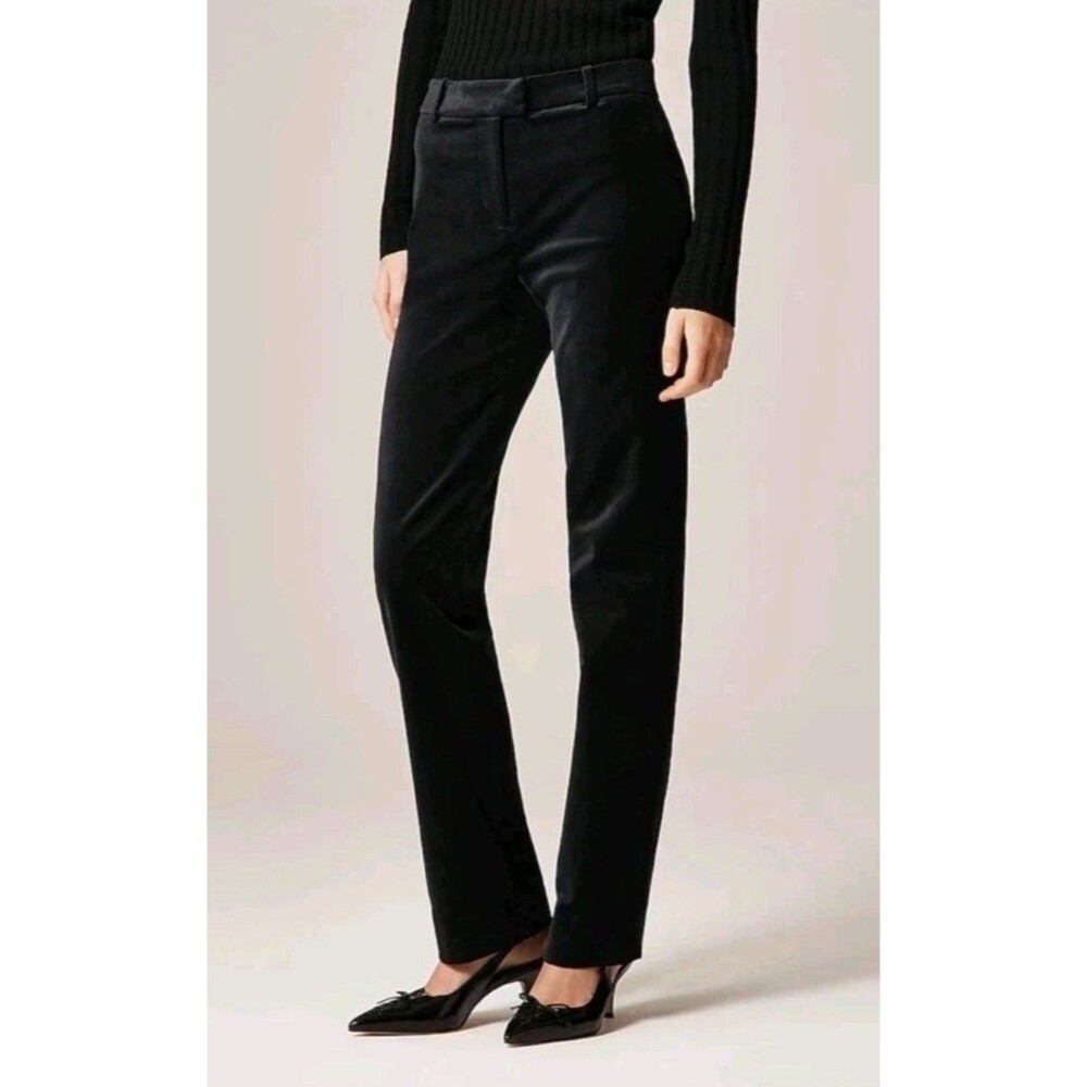 J. Crew Tall Stella Pant In Velvet Black Slim Straight CP830 $178 Size 4T NWT